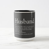 Husband Definition Quote Modern Grey Tweekleurige Koffiemok (Center)