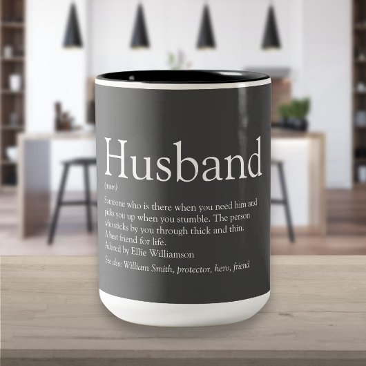 Husband Definition Quote Modern Grey Tweekleurige Koffiemok