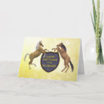 Husband, een verjaardagskaart met fokpaarden kaart<br><div class="desc">Het fokken van paarden met een heraldische schild.. Bekijk de hele range kaarten in mijn winkel. http://www.zazzle.com/eggznbeenz</div>