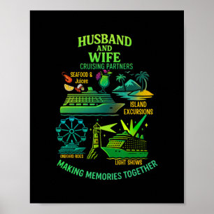 Husband En Vrouw Bijpassende Cruise Vakantie Koppe Poster