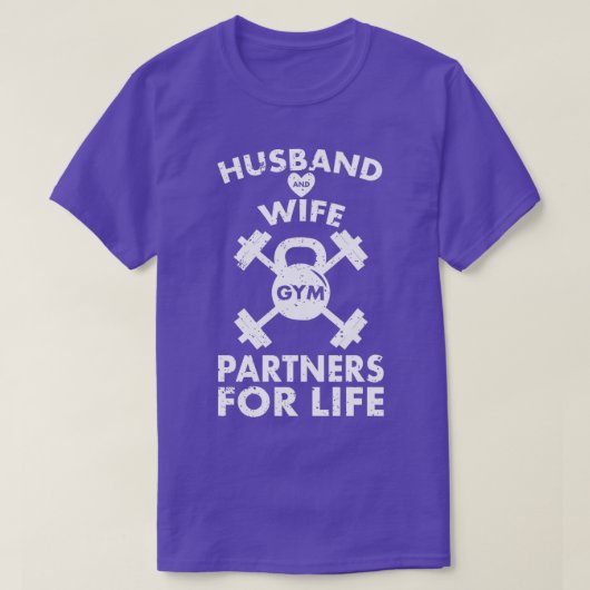 Husband en Wife Gym Partners voor Life Funny Match T-shirt (Design voorkant)