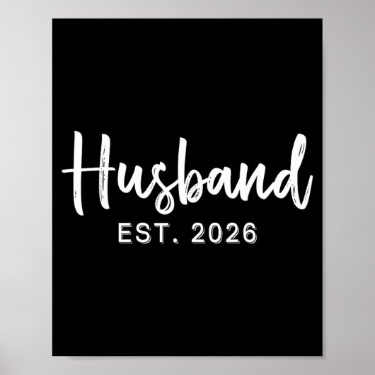 Husband Est 2026 Hubby Just Married Honeymoon Wedd Poster (Voorkant)