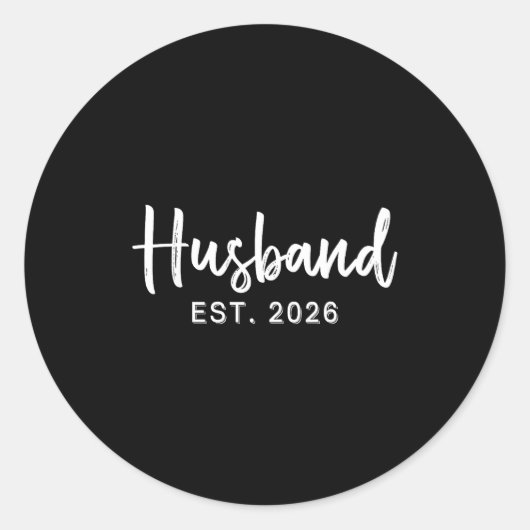 Husband Est 2026 Hubby Just Married Honeymoon Wedd Ronde Sticker (Voorkant)