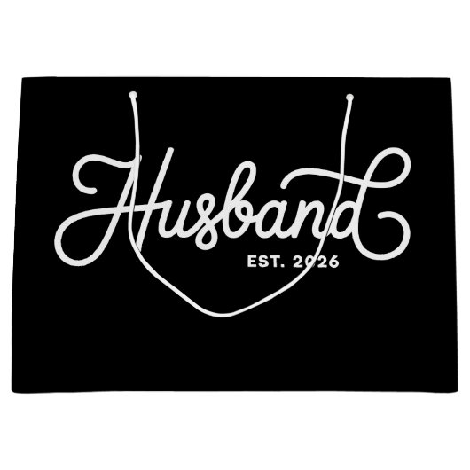 Husband Est 2026 Wedding Just Married Honeymoon Groot Cadeauzakje (Voorkant)
