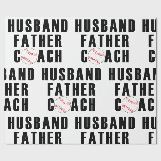 Husband Father Coach Baseball Dad Quote Cadeaupapier (Vlak)