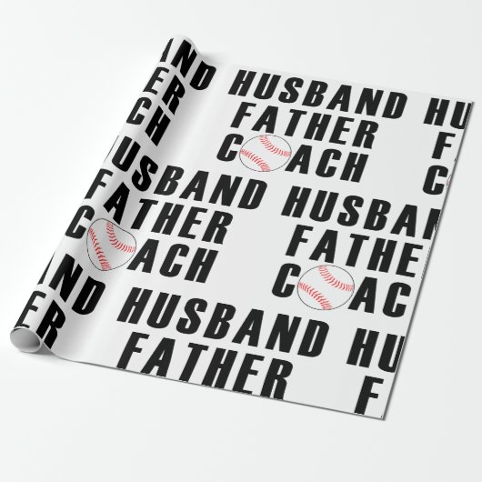 Husband Father Coach Baseball Dad Quote Cadeaupapier (Uitgerold)