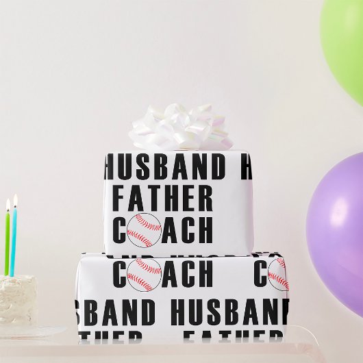 Husband Father Coach Baseball Dad Quote Cadeaupapier