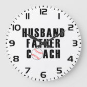 Husband Father Coach Baseball Dad Quote Grote Klok (Voorkant)