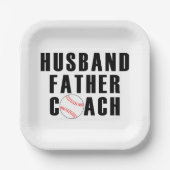 Husband Father Coach Baseball Dad Quote Papieren Bordje (Voorkant)