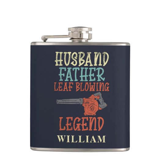 Husband Father Leaf Blower Legend Herfst Gag Custo Heupfles (Voorkant)