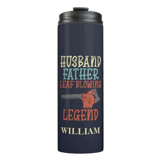 Husband Father Leaf Blower Legend Herfst Gag Custo Thermosbeker (Voorkant)