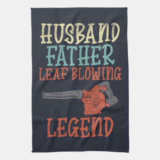 Husband Father Leaf Blower Legend Herfst Gag Theedoek (Verticaal)