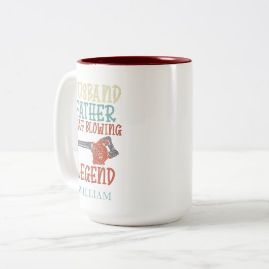 Husband Father Leaf Blower Legend Persoonlijk Tweekleurige Koffiemok (Voorkant links)