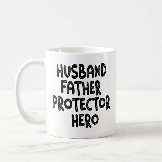 Husband Father Protector Hero Funny Vaderdag Koffiemok (Links)