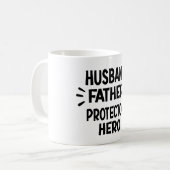 Husband Father Protector Hero Funny Vaderdag Koffiemok (Voorkant links)