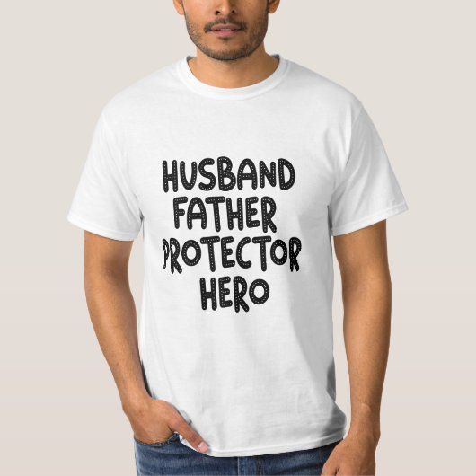 Husband Father Protector Hero Funny Vaderdag T-shirt (Voorkant)