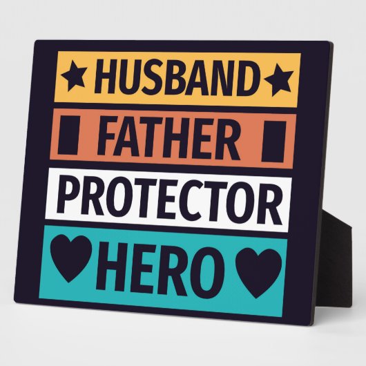 Husband Father Protector Hero Plaque Fotoplaat (Zijkant)