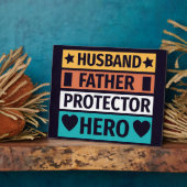 Husband Father Protector Hero Plaque Fotoplaat (Zijkant)