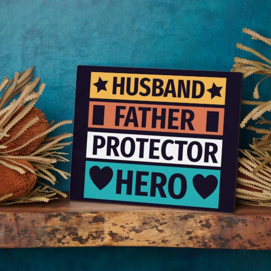 Husband Father Protector Hero Plaque Fotoplaat (Zijkant)
