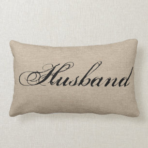 Husband faux linen burlap rustige chic jute bruilo kussen