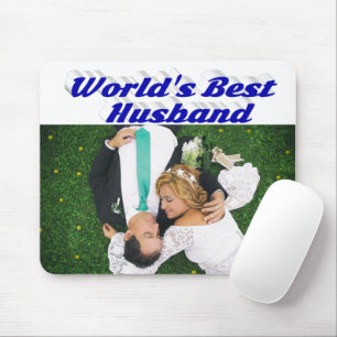 Husband Foto met blauwe tekst Muismat