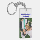 Husband Foto met blauwe tekst Sleutelhanger (Voorkant Links)