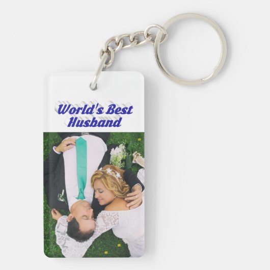 Husband Foto met blauwe tekst Sleutelhanger (achterkant)