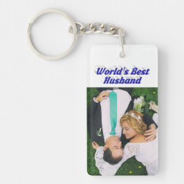 Husband Foto met blauwe tekst Sleutelhanger