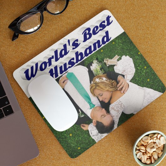 Husband Foto met donkerblauwe tekst Muismat