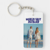 Husband Foto met donkerblauwe tekst Sleutelhanger (Voorkant)