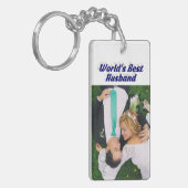 Husband Foto met donkerblauwe tekst Sleutelhanger (Voorkant Links)