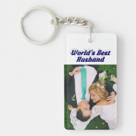 Husband Foto met donkerblauwe tekst Sleutelhanger