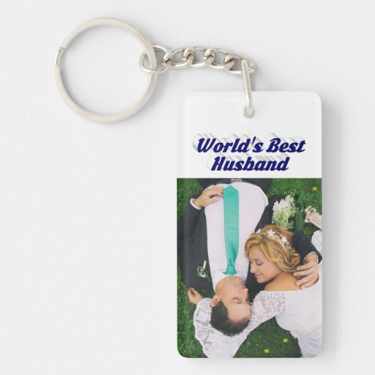 Husband Foto met donkerblauwe tekst Sleutelhanger (Voorkant)