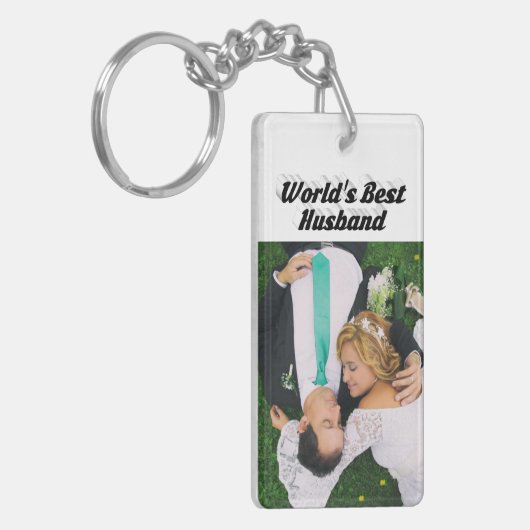 Husband Foto met zwarte tekst Sleutelhanger (Voorkant Links)