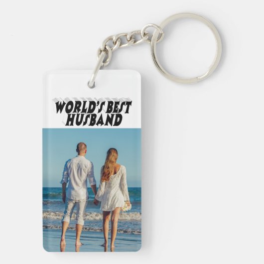 Husband Foto met zwarte tekst Sleutelhanger (achterkant)