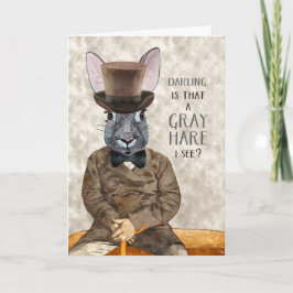 Husband Funny Birthday Hipster Rabbit Gray Hare Kaart