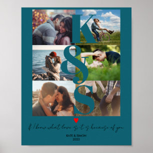 Husband Gifts Pas getrouwd Couple Photo Collage Poster