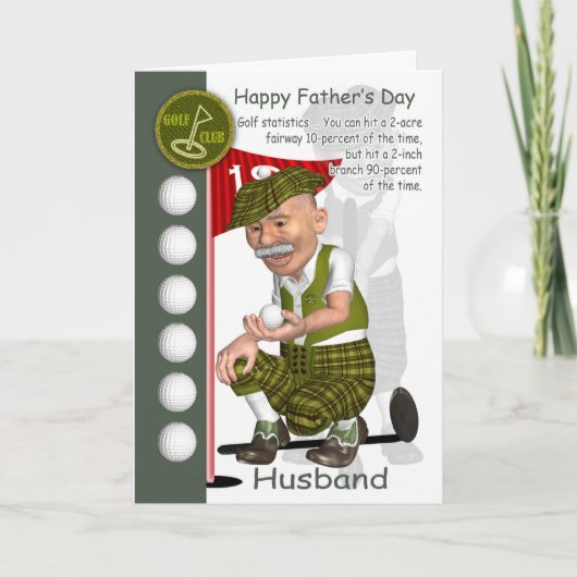 Husband Golf Father's Day Greeting Card Golfing Kaart (Voorkant)
