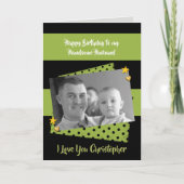 Husband green & black Birthday foto greeting Kaart (Voorkant)