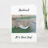 **HUSBAND** HAMMOCK WACHT U OP UW GROTE DAG KAART (Voorkant)