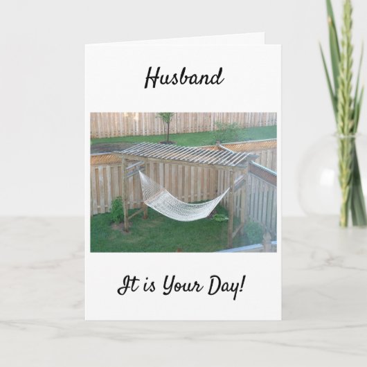 **HUSBAND** HAMMOCK WACHT U OP UW GROTE DAG KAART (Voorkant)