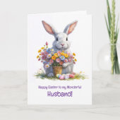 Husband Happy Easter with Cute Bunny Kaart (Voorkant)