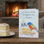 Husband Happy February Birthday Painted Bunt Kaart