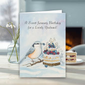 Husband Happy January Birthday Nuthatch  Kaart