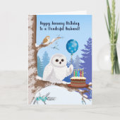 Husband Happy January Birthday Snowy Owl Kaart (Voorkant)