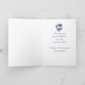 Husband Happy Jubileum Blue Tortelduifjes Kaart (Binnen)