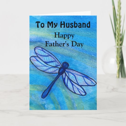 Husband Happy Vaderdag Blue Dragonfly-kaart Kaart (Voorkant)