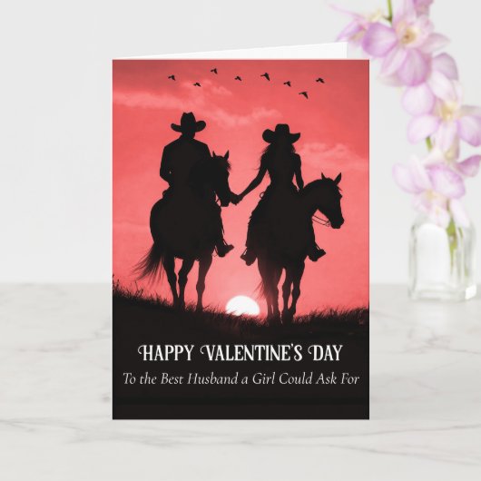Husband Happy Valentines Day Country Western Kaart (Orchidee)