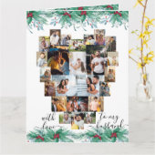 Husband Heart Photo Collage Holly and Mistletoe Kaart (Gele Bloem)
