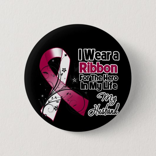 Husband Hero in My Life Head Neck Cancer Ronde Button 5,7 Cm (Voorkant)